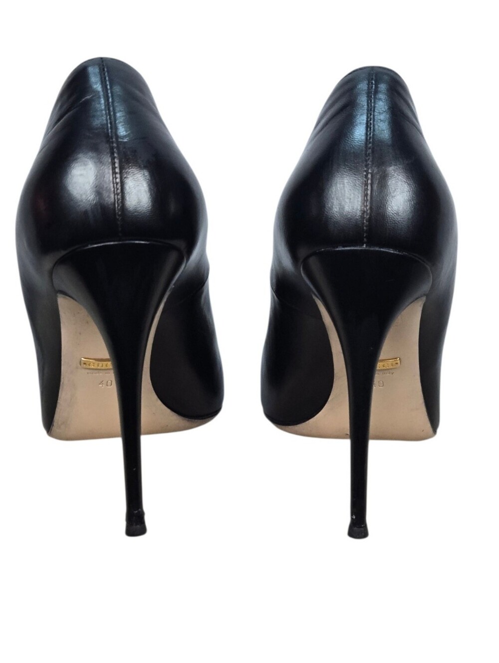 GUCCI Black Leather Pearl Embellished Scallop Pumps Heels Gold GG Logo EU 40 - Picture 7 of 14
